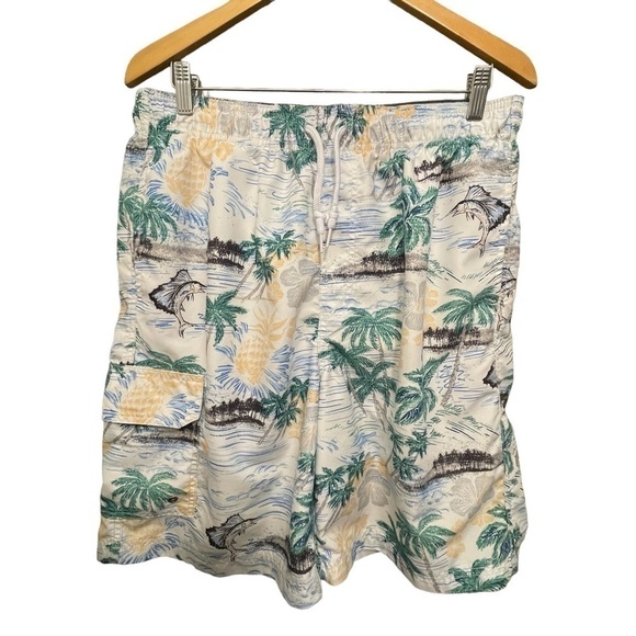CROFT & BARROW MENS TROPICAL PRINT SWIM TRUNKS SIZE LT - Picture 1 of 12